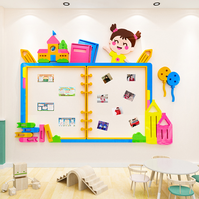 Bảng thông báo tại chỗ Khu vực trưng bày trang trí Acrylic tự dính stereo thân thiện với môi trường tường Sticker Trường học sắp xếp lớp học ảnh tường mica sơn