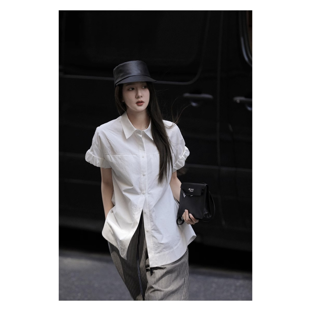 Honypove Áo Sơ Mi Cotton Tay Ngắn Dáng Rộng Thời Trang Mùa Hè Dành Cho Nữ