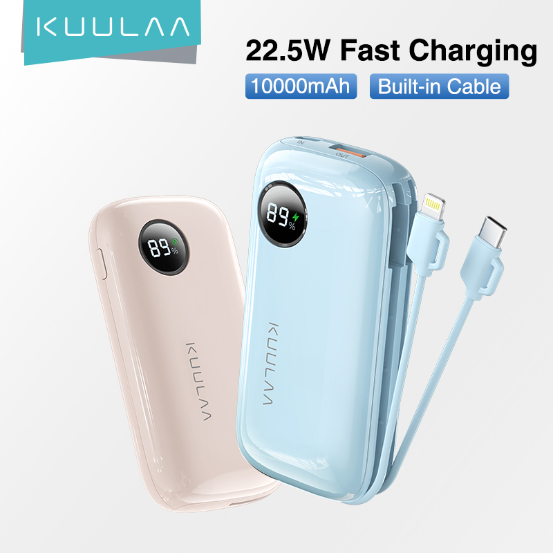 Pin Sạc Dự Phòng KUULAA 10000mAh PD Có Dây Cáp Sạc Nhanh Cho iPhone Android