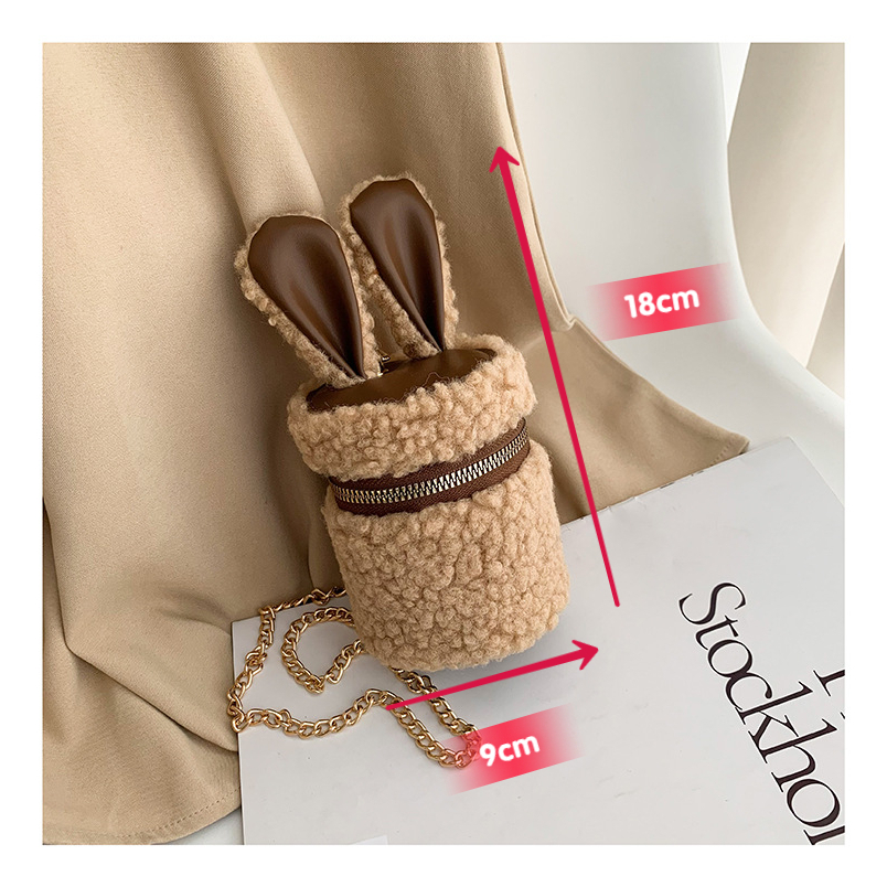 Túi đeo chéo thiết kế tai thỏ nhồi bông dễ thương phong cách Hàn Quốc thời trang