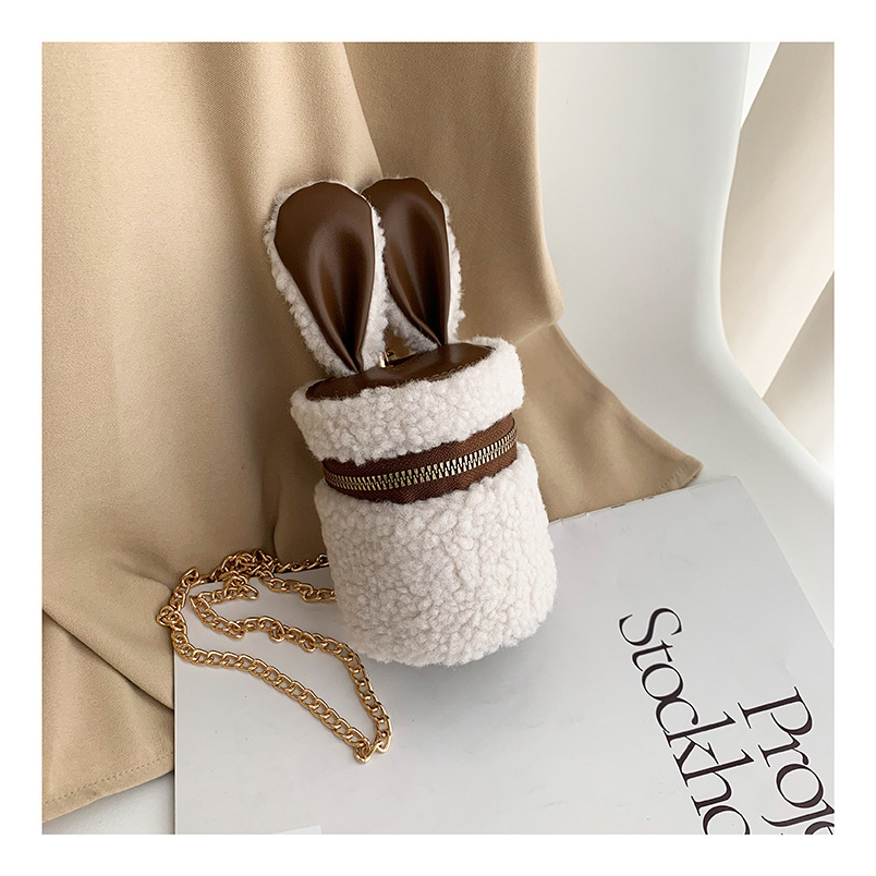 Túi đeo chéo thiết kế tai thỏ nhồi bông dễ thương phong cách Hàn Quốc thời trang