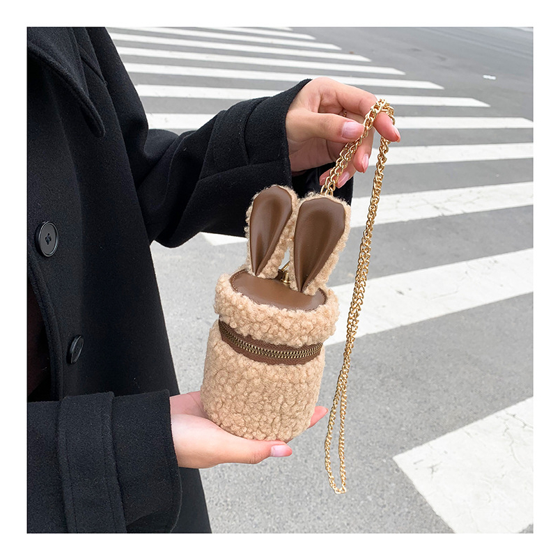 Túi đeo chéo thiết kế tai thỏ nhồi bông dễ thương phong cách Hàn Quốc thời trang