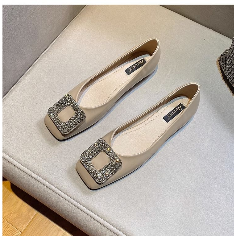 Giày Búp Bê Da Bóng Mũi Vuông Đế Mềm Êm Chân Thời Trang Phong Cách Hàn Quốc 2023 Cho Nữ