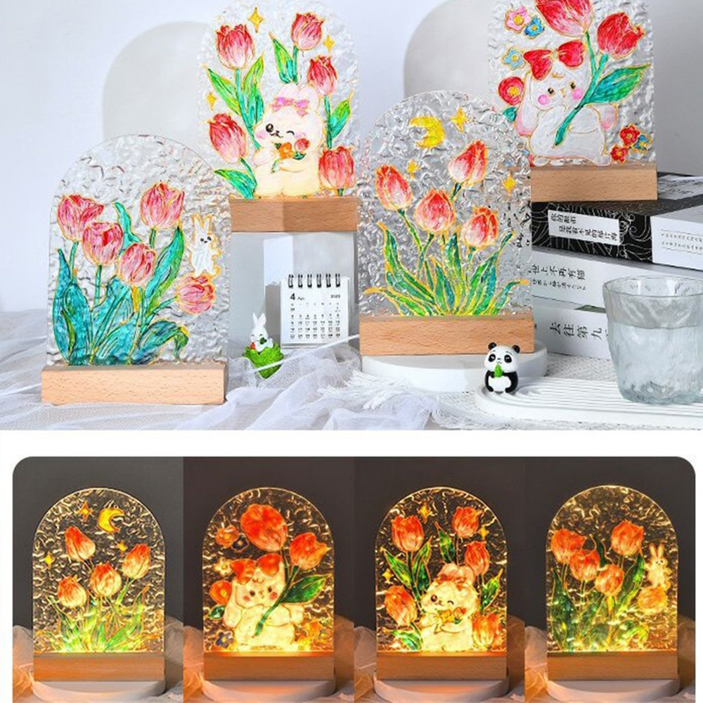 Đèn Ngủ Hình Hoa Tulip Vẽ Tay Bằng Acrylic DIY