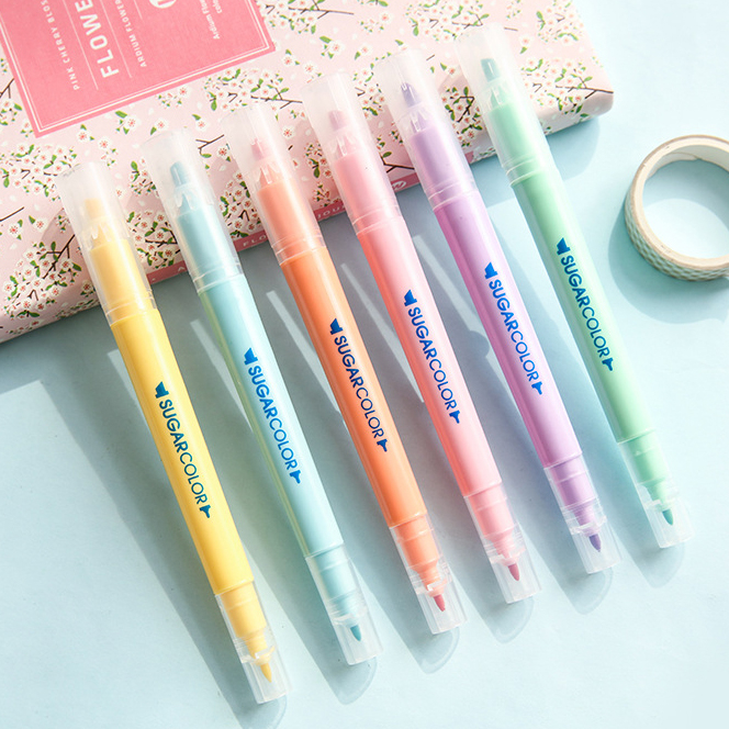 Set 6 Bút Đánh Dấu Hai Đầu Màu Sắc Xinh Xắn