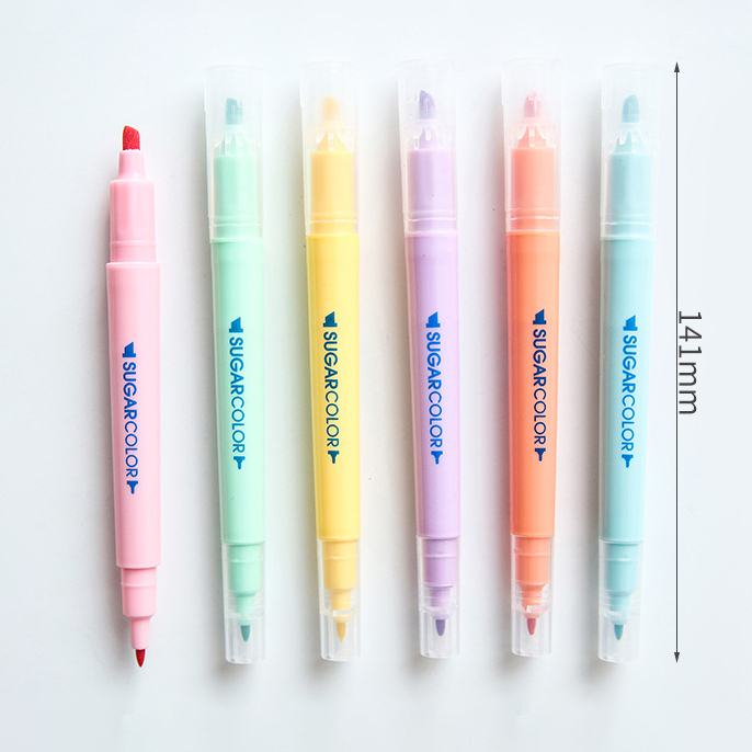 Set 6 Bút Đánh Dấu Hai Đầu Màu Sắc Xinh Xắn