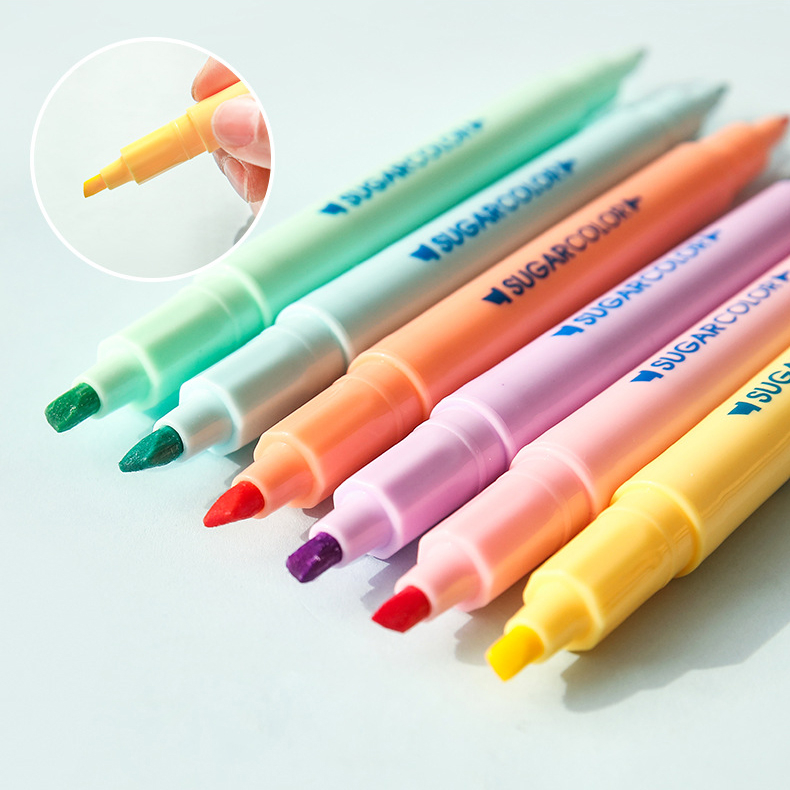 Set 6 Bút Đánh Dấu Hai Đầu Màu Sắc Xinh Xắn