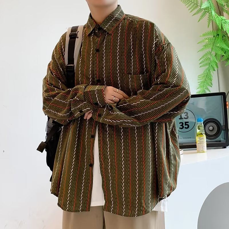 Áo Sơ Mi Nam Dài Tay Vải Flannel Họa Tiết Sọc Caro Phong Cách Retro áo sơ mi nữ form rộng  áo sơ mi caro nữ áo sơ mi hoạ tiết