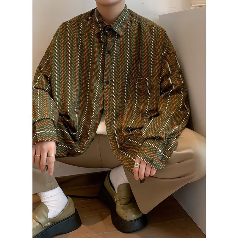 Áo Sơ Mi Nam Dài Tay Vải Flannel Họa Tiết Sọc Caro Phong Cách Retro áo sơ mi nữ form rộng  áo sơ mi caro nữ áo sơ mi hoạ tiết