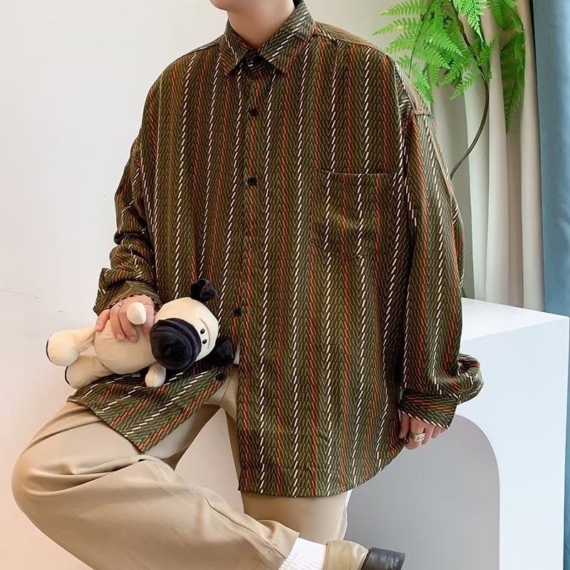 Áo Sơ Mi Nam Dài Tay Vải Flannel Họa Tiết Sọc Caro Phong Cách Retro áo sơ mi nữ form rộng  áo sơ mi caro nữ áo sơ mi hoạ tiết