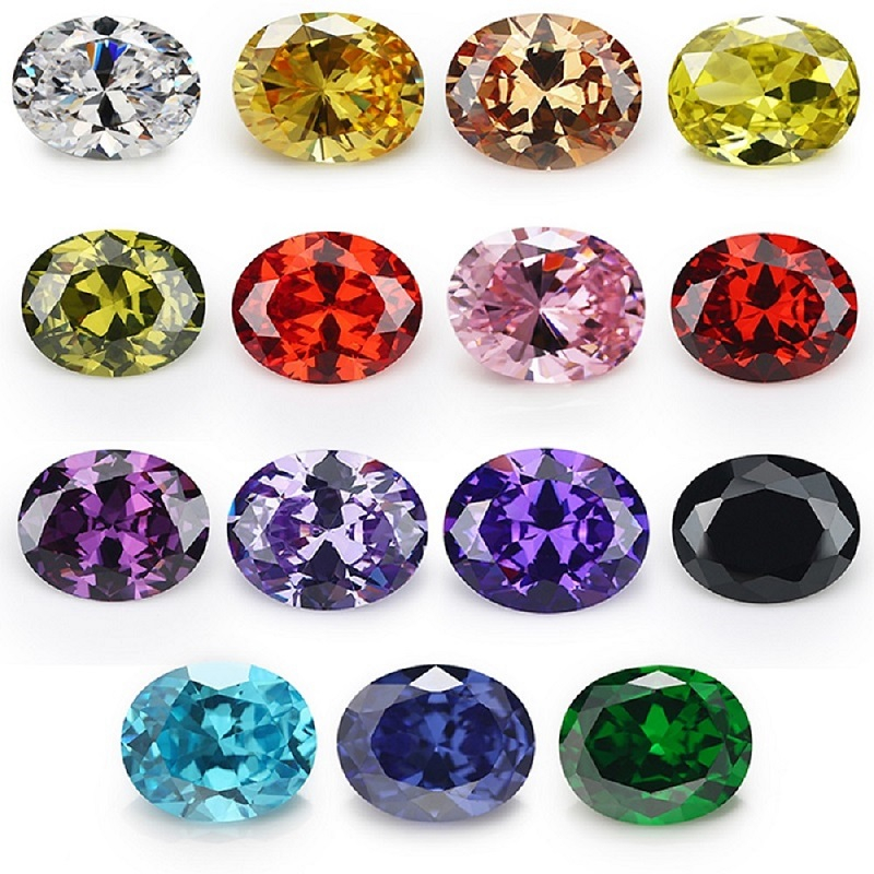 Đá Pha Lê Oval 15 Màu Kích Thước 4x6~10x12mm 5A