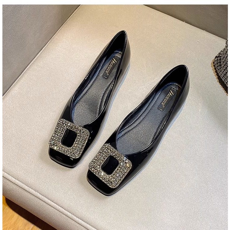 Giày Búp Bê Da Bóng Mũi Vuông Đế Mềm Êm Chân Thời Trang Phong Cách Hàn Quốc 2023 Cho Nữ