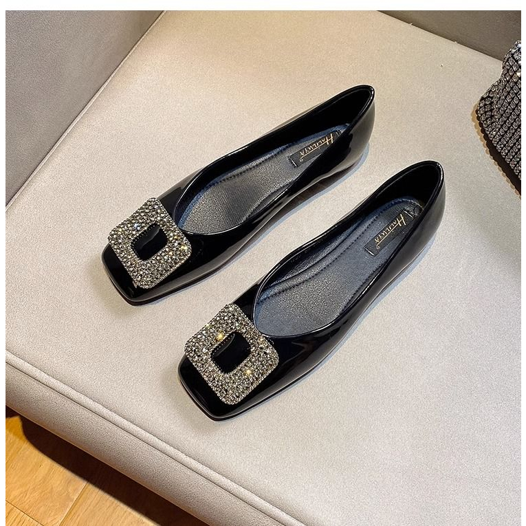 Giày Búp Bê Da Bóng Mũi Vuông Đế Mềm Êm Chân Thời Trang Phong Cách Hàn Quốc 2023 Cho Nữ