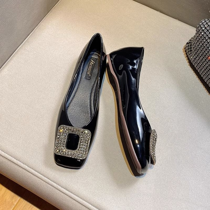 Giày Búp Bê Da Bóng Mũi Vuông Đế Mềm Êm Chân Thời Trang Phong Cách Hàn Quốc 2023 Cho Nữ