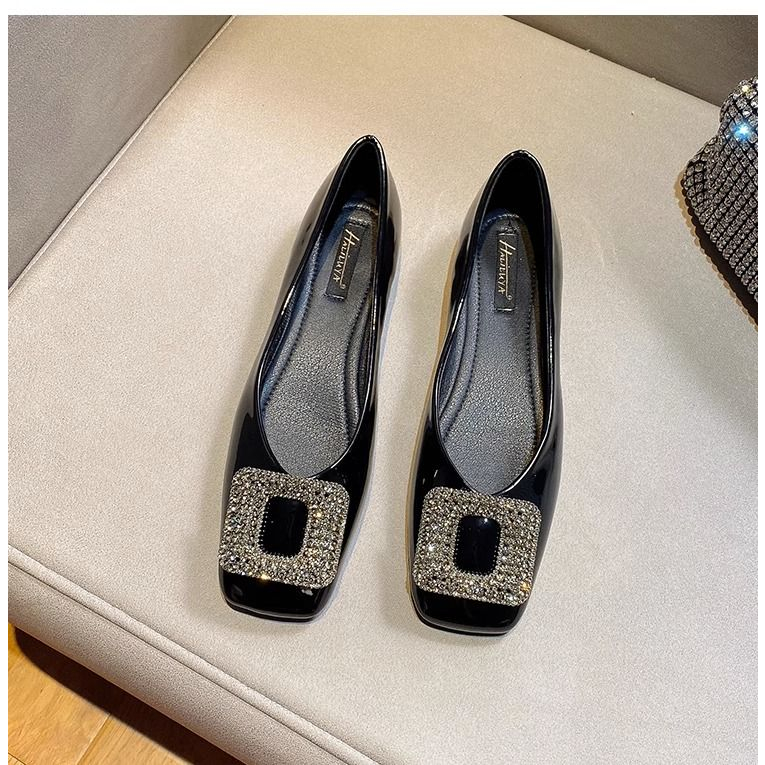 Giày Búp Bê Da Bóng Mũi Vuông Đế Mềm Êm Chân Thời Trang Phong Cách Hàn Quốc 2023 Cho Nữ