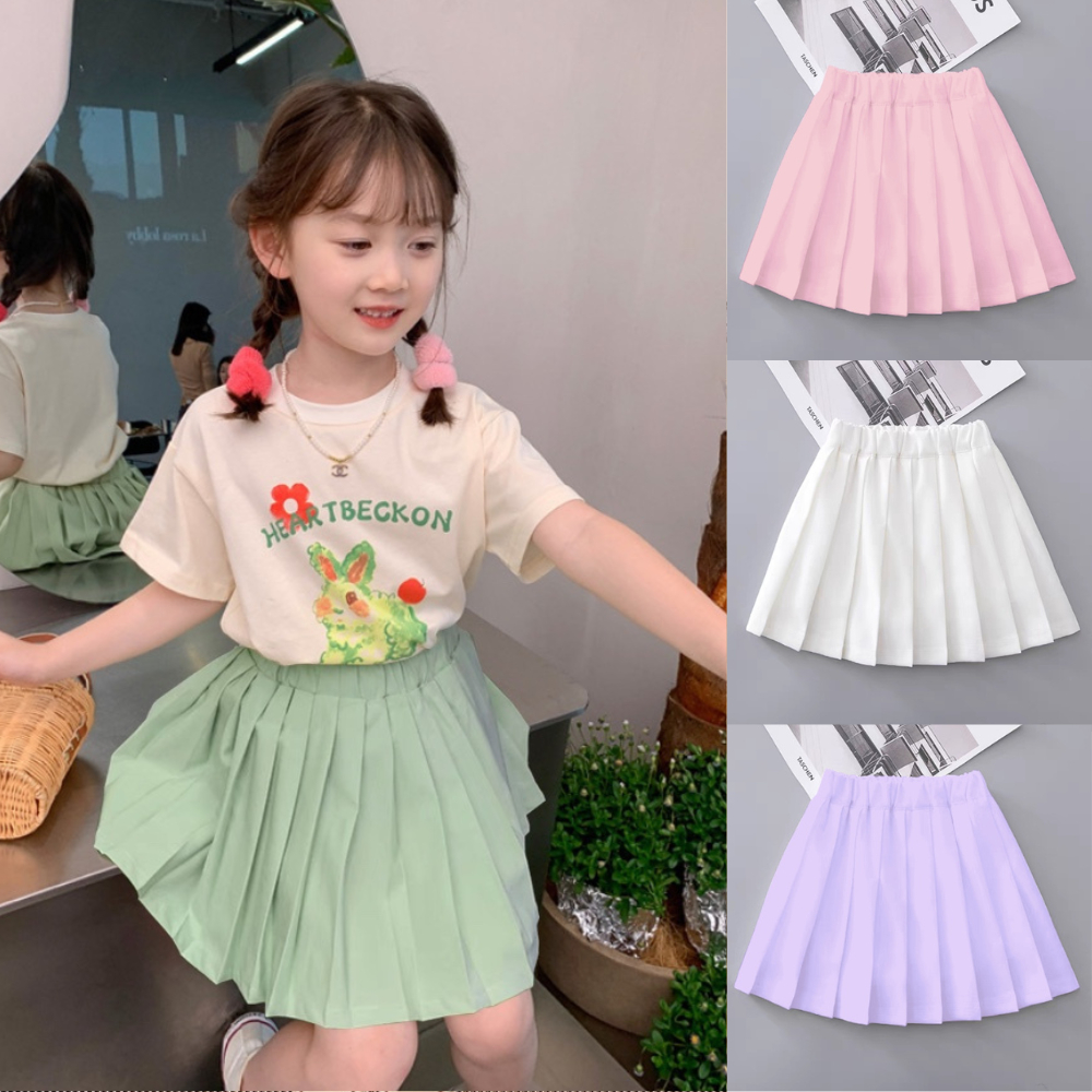 Chân Váy Xếp Ly Lưng Cao Màu Pastel Dễ Thương Chất Lượng Cao Thời Trang Hàn Quốc Cho Bé Gái
