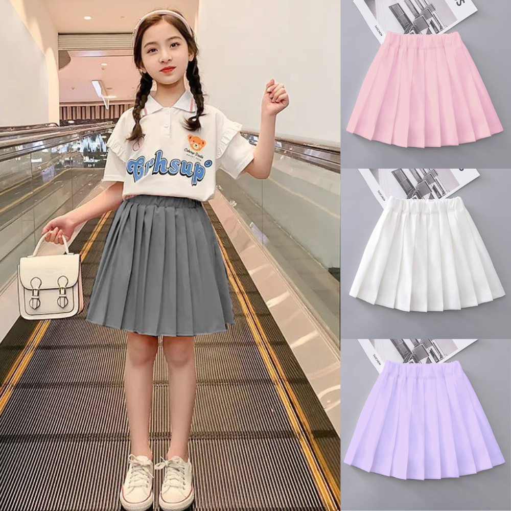Chân Váy Xếp Ly Lưng Cao Màu Pastel Dễ Thương Chất Lượng Cao Thời Trang Hàn Quốc Cho Bé Gái