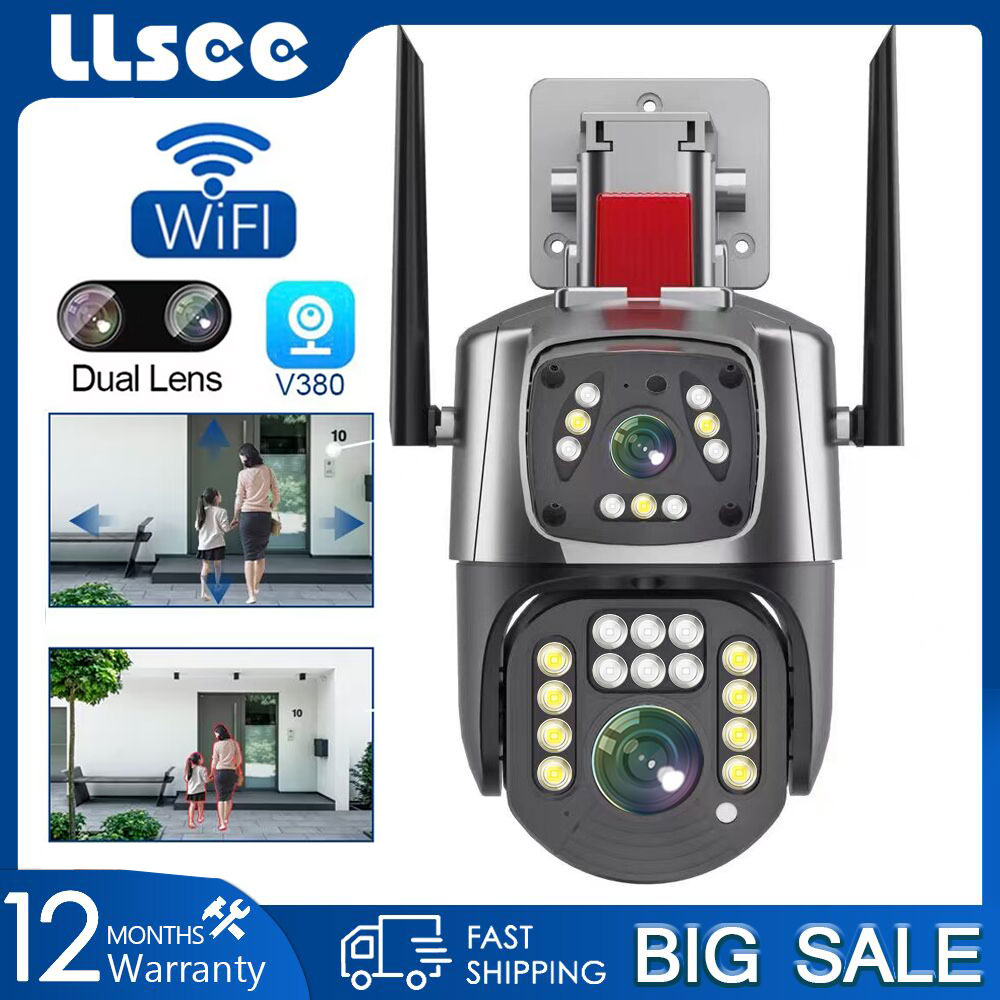 LLSEE V380 Pro Camera 2 Mắt Camera wifi không dây ngoài trời 4K Tiêu chuẩn 8.0mpx Góc siêu rộng Ultra HD Màu sắc ban đêm Cuộc gọi hai chiều Xoay 360 độ Xem đồng thời trên điện thoại di động
