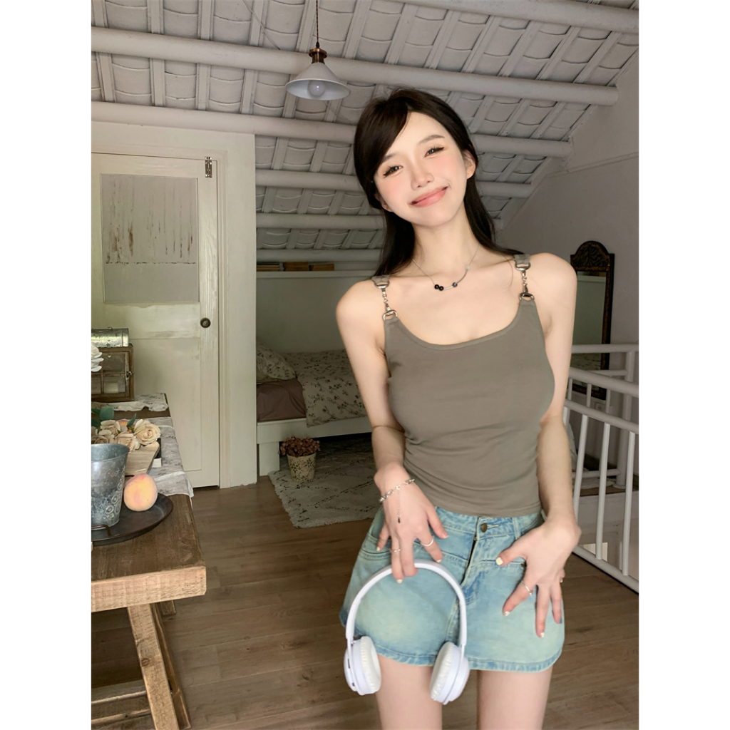 Áo tank top Hai Dây Màu Đen Quyến Rũ Với 6 Màu Tùy Chọn Cho Nữ