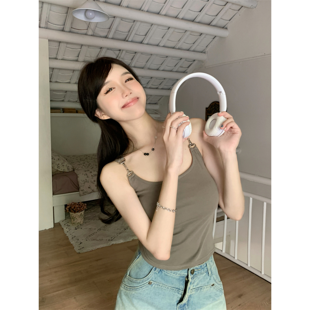 Áo tank top Hai Dây Màu Đen Quyến Rũ Với 6 Màu Tùy Chọn Cho Nữ