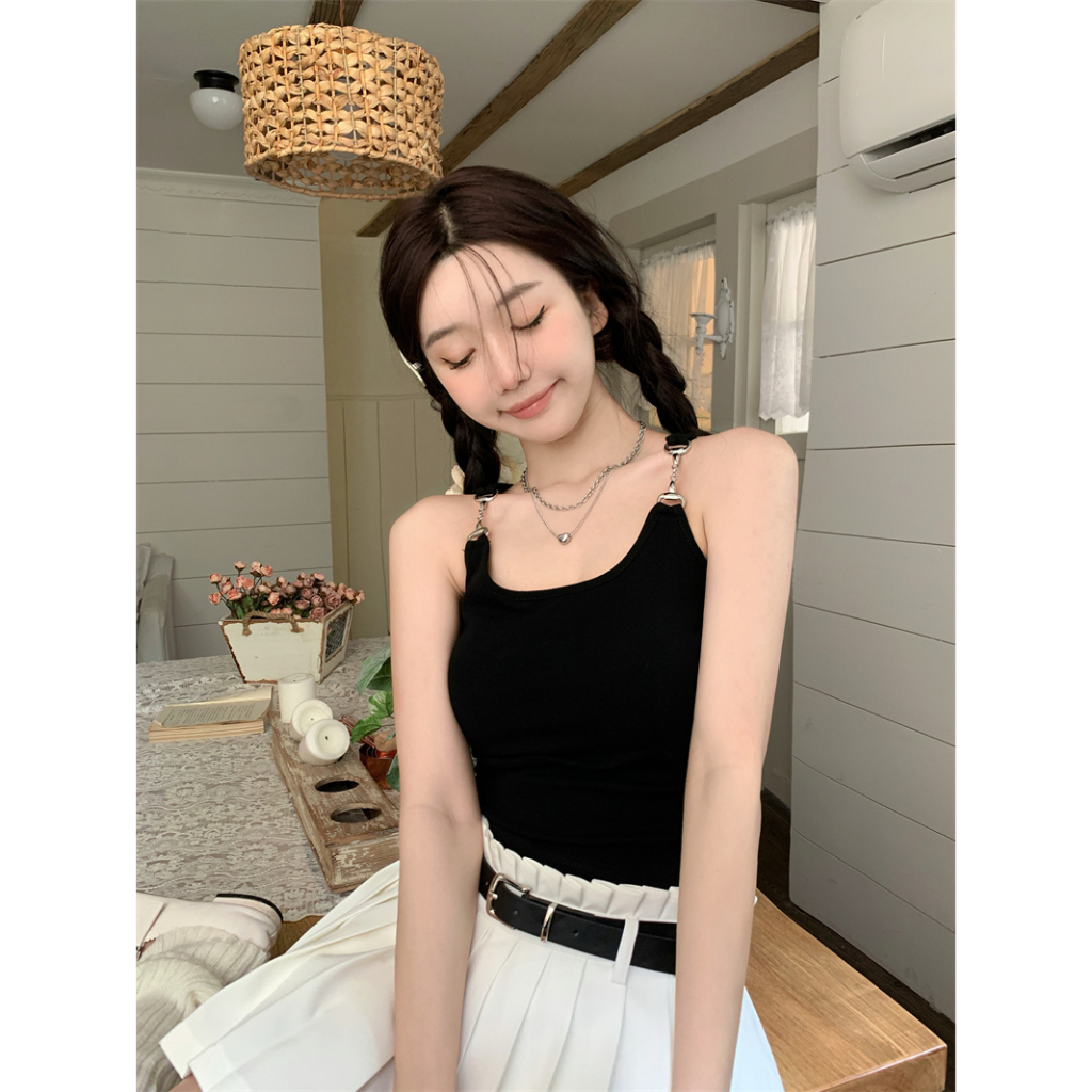 Áo tank top Hai Dây Màu Đen Quyến Rũ Với 6 Màu Tùy Chọn Cho Nữ