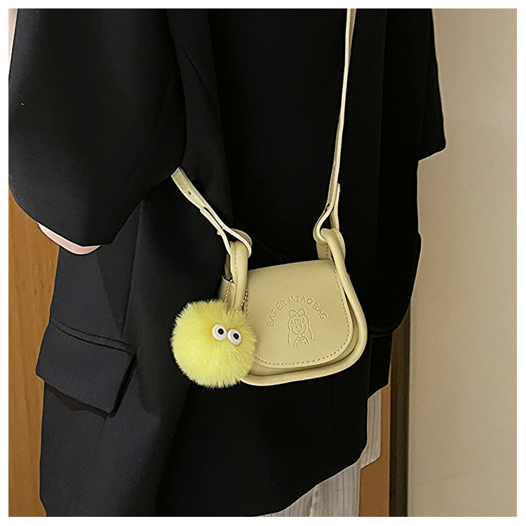 HASHIDUN Túi Đeo Chéo Mini Màu Trơn Đính Quả Bông Dễ Thương Thời Trang Mùa Hè Cho Nữ Y K