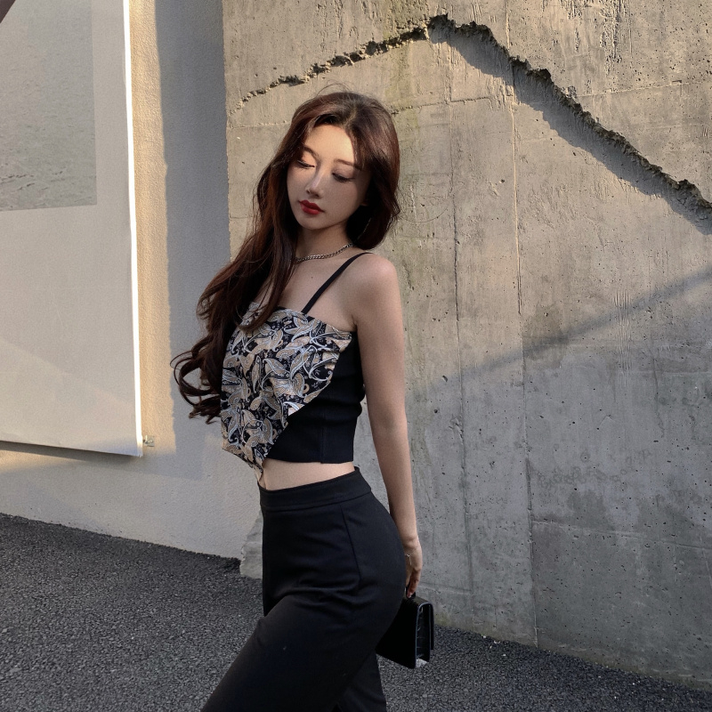 Áo tank top Hai Dây Dáng Ôm In Họa Tiết Gia Vị Lalisas Quyến Rũ Cho Nữ