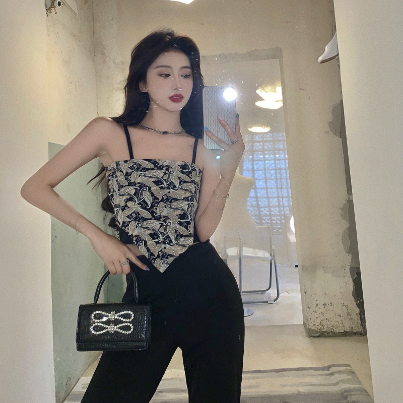 Áo tank top Hai Dây Dáng Ôm In Họa Tiết Gia Vị Lalisas Quyến Rũ Cho Nữ