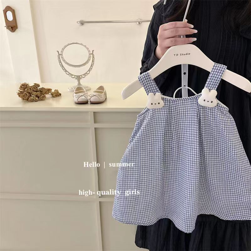 Đầm Sơ Mi Caro Phong Cách Hàn Quốc Dễ Thương Cho Bé Gái