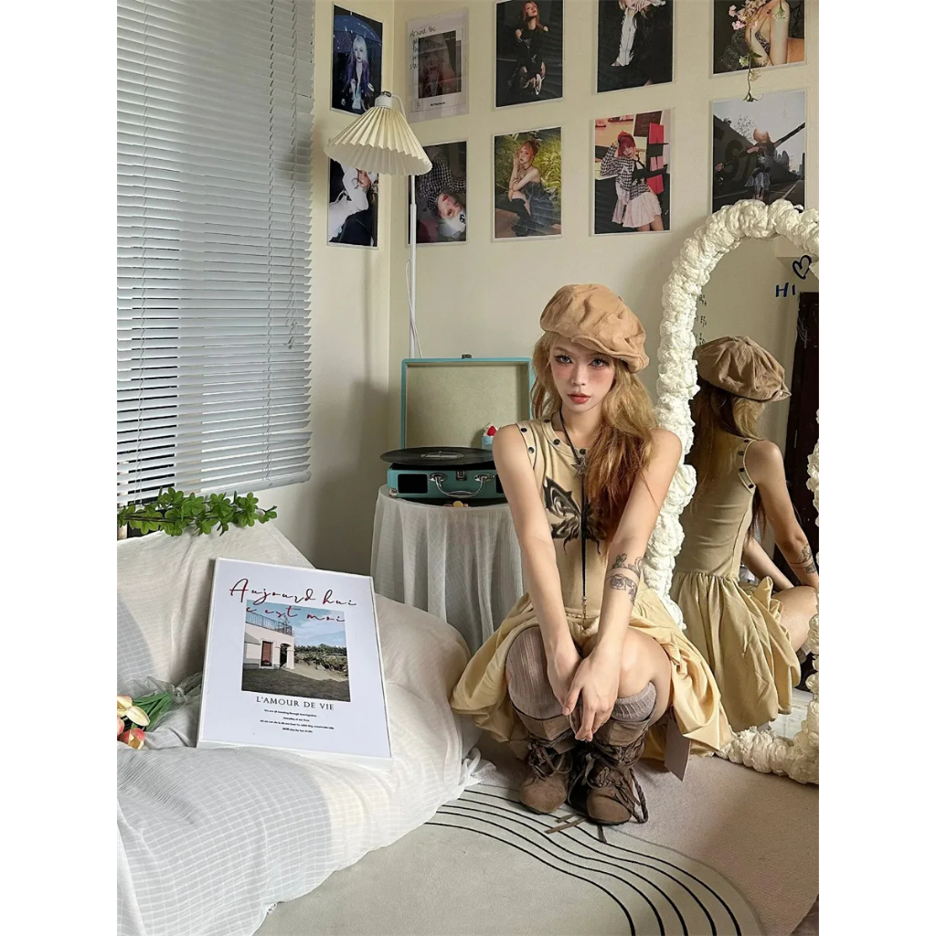 Đầm Ngắn Lưng Cao In Họa Tiết Hoa Thời Trang Mùa Hè Phong Cách Mỹ Cổ Điển Mới Cho Nữ