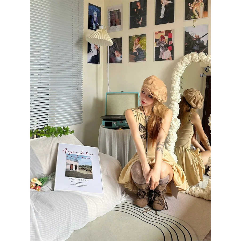 Đầm Ngắn Lưng Cao In Họa Tiết Hoa Thời Trang Mùa Hè Phong Cách Mỹ Cổ Điển Mới Cho Nữ