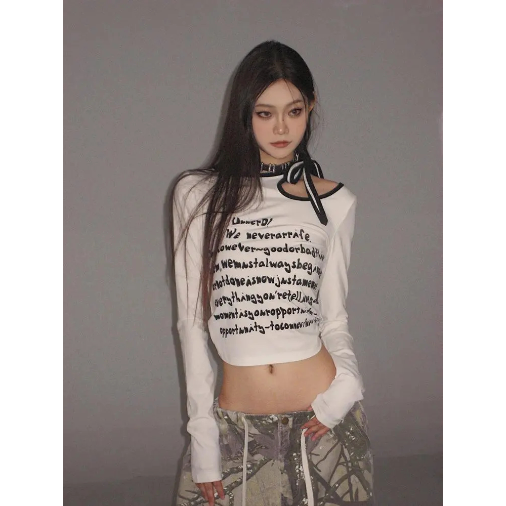 Áo Thun Tay Dài In Chữ Thời Trang Dành Cho Nữ