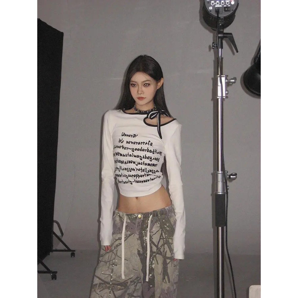 Áo Thun Tay Dài In Chữ Thời Trang Dành Cho Nữ