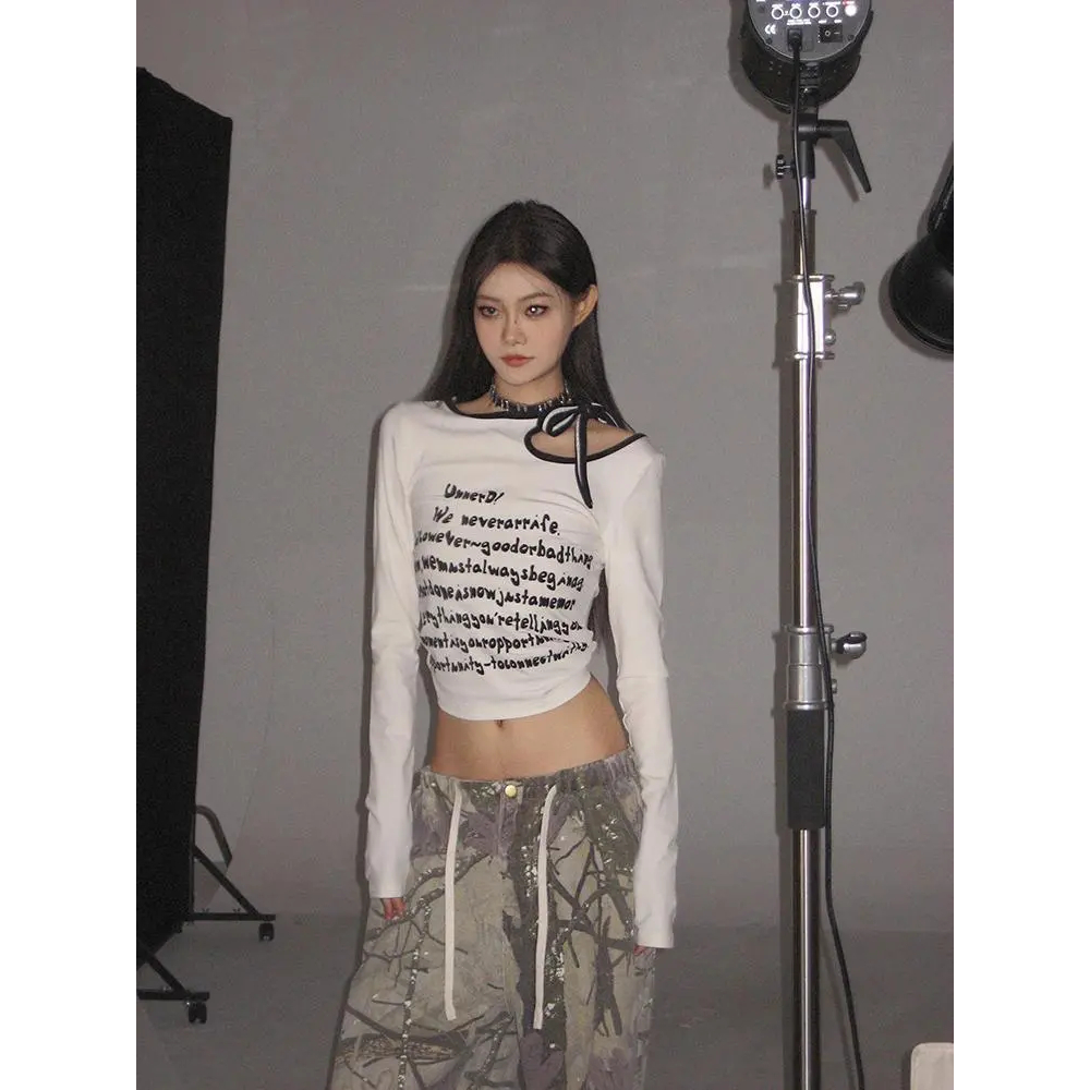 Áo Thun Tay Dài In Chữ Thời Trang Dành Cho Nữ