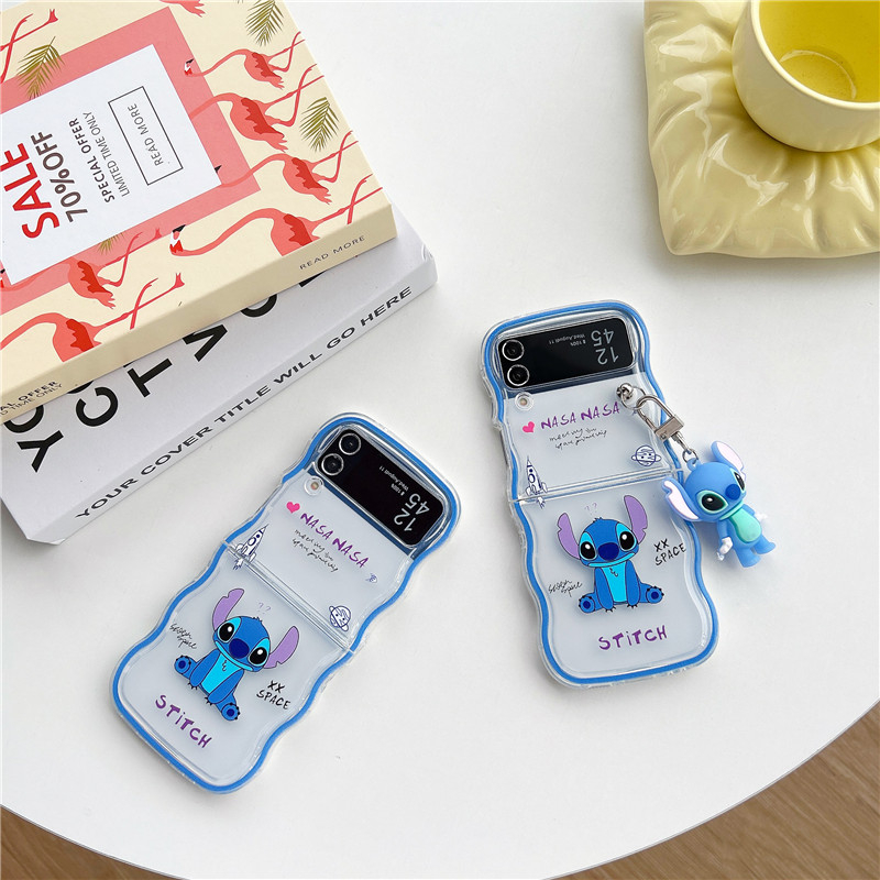 DISNEY Ốp Điện Thoại Silicone Mềm Chống Sốc In Hình Stitch Có Thể Gấp Gọn Cho Samsung Galaxy Z Flip 3 Z Flip 4