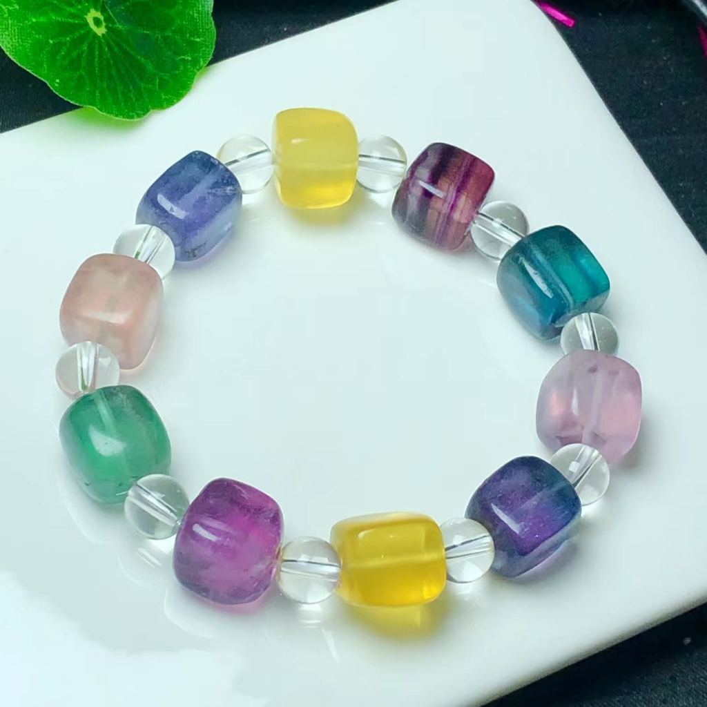 Vòng Đeo Tay Bằng Đá Fluorite Tự Nhiên Thời Trang Dễ Phối Đồ diy
