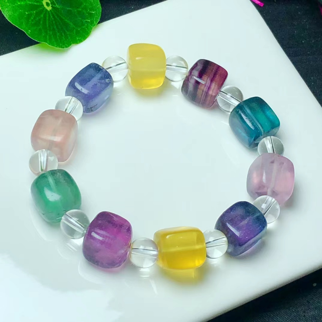 Vòng Đeo Tay Bằng Đá Fluorite Tự Nhiên Thời Trang Dễ Phối Đồ diy