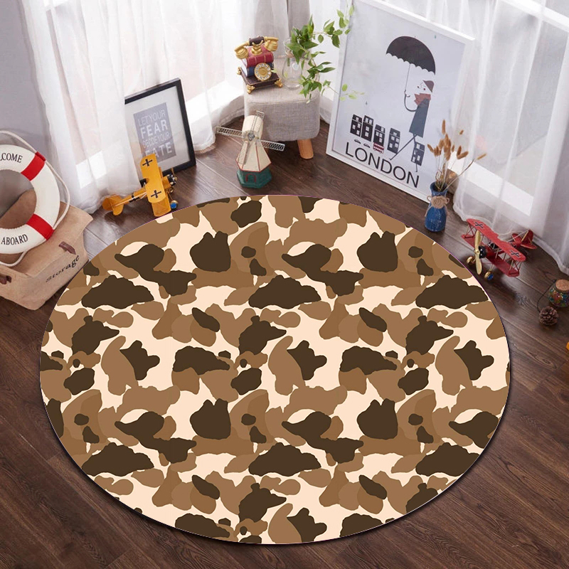 Thảm Lót Sàn Hình Tròn Họa Tiết Bape Chống Trượt Tiện Dụng Cho Phòng Ngủ / Nhà Bếp