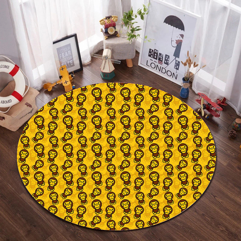 Thảm Lót Sàn Hình Tròn Họa Tiết Bape Chống Trượt Tiện Dụng Cho Phòng Ngủ / Nhà Bếp