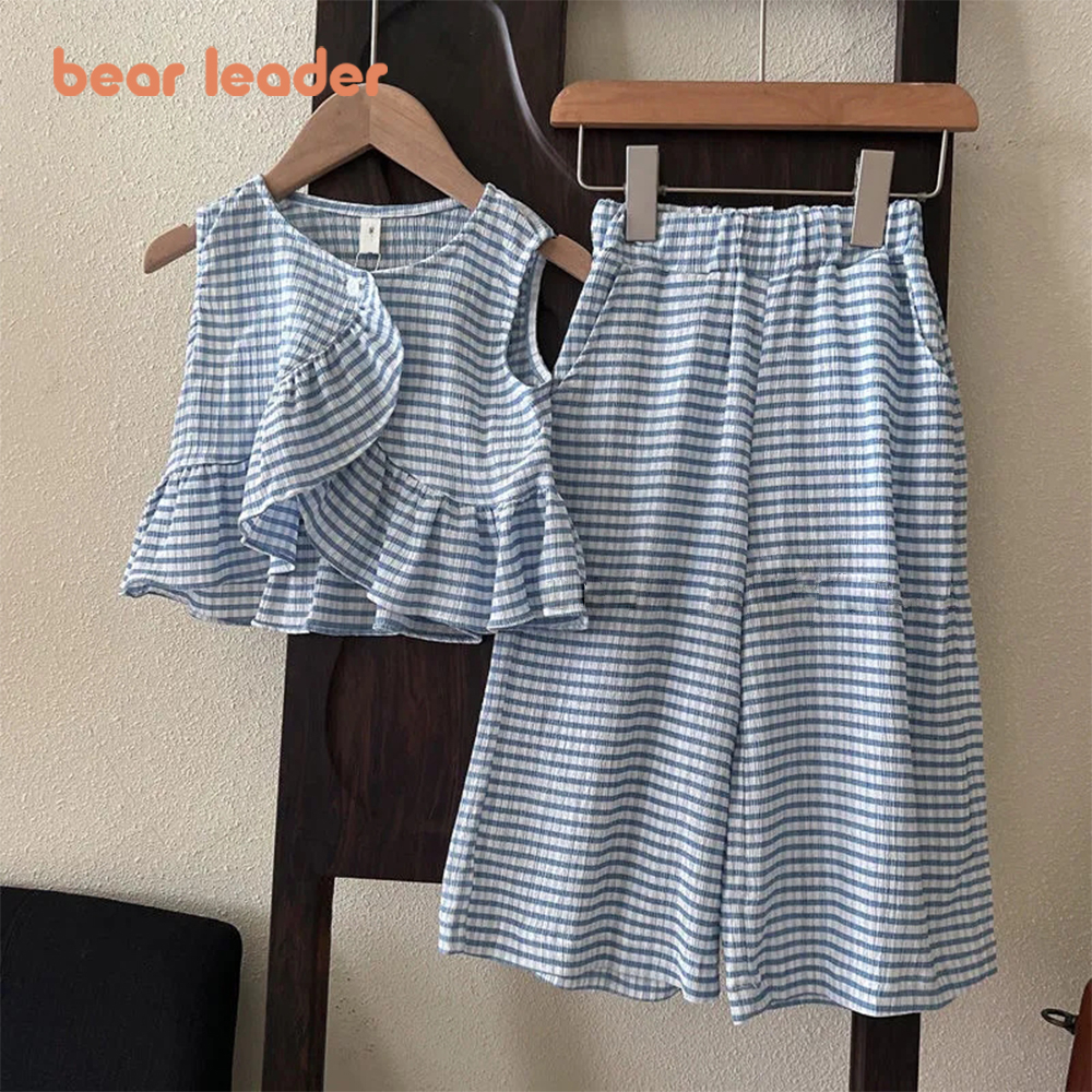 BEAR LEADER Set Áo Thun Sát Nách Và Chân Váy Thời Trang Hè 2023 Cho Bé Gái