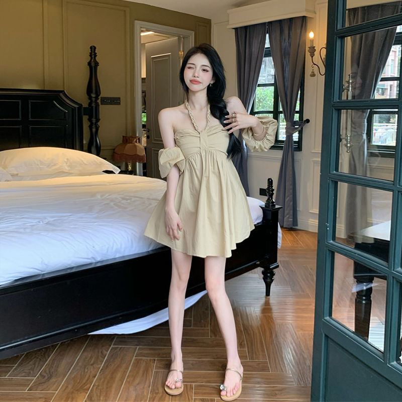 Đầm Hai Dây Mùa Hè Phong Cách Pháp Kiểu Mới 2023✨✨Đầm Lông Xù Dáng Dài Vừa Phải Phong Cách Desire Tinh Khiết