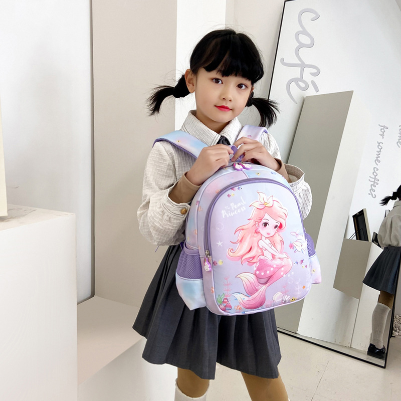 Ba lô đi học JIVIVIL sức chứa lớn chống mòn in họa tiết công chúa hoạt hình dễ thương cho học sinh tiểu học