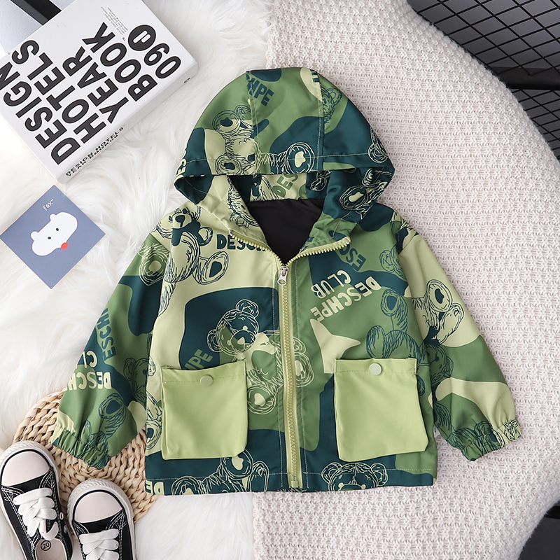 Áo Khoác Hoodie Tay Dài In Họa Tiết Rằn Ri Phối Túi Thời Trang Xuân Thu Cho Bé