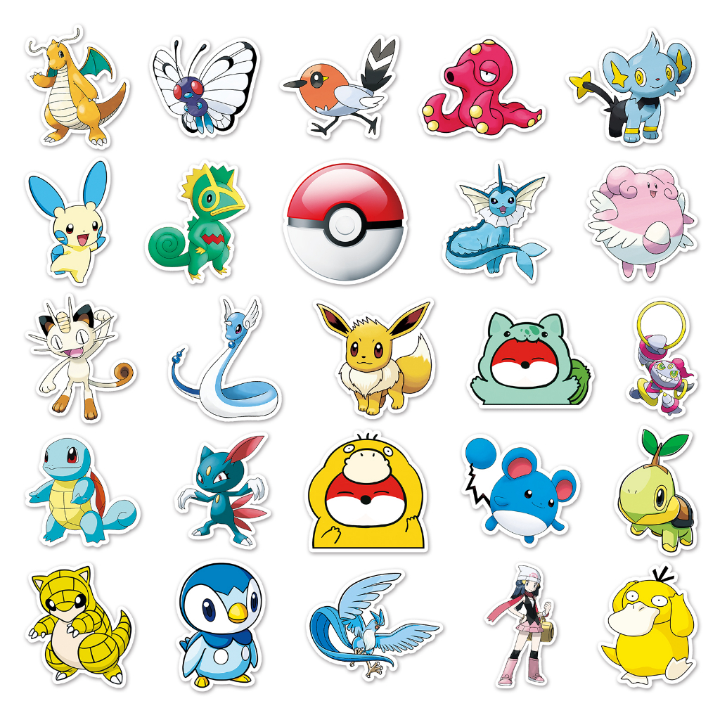 Bộ 50 Miếng Dán Trang Trí Xe Hơi Hình Pokemon Chống Thấm Nước