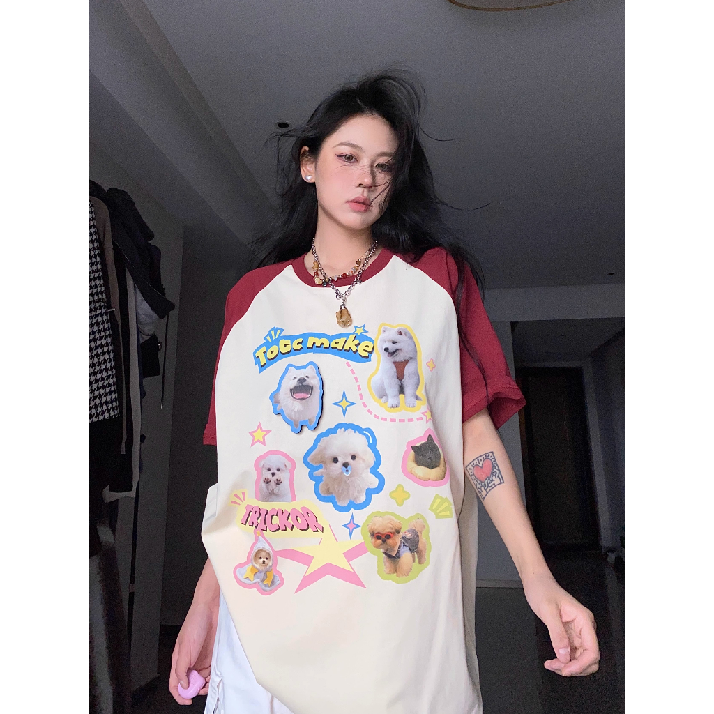 Áo Thun Tay Ngắn Cổ Tròn Dáng Rộng In Họa Tiết Thời Trang Mùa Hè Cho Nam Và Nữ