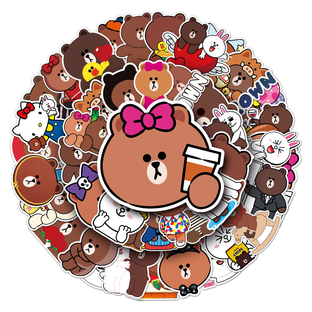Bộ 50 Miếng Dán Hình Gấu Vui Nhộn Chống Thấm Nước Trang Trí Xe Hơi / Nhà Cửa