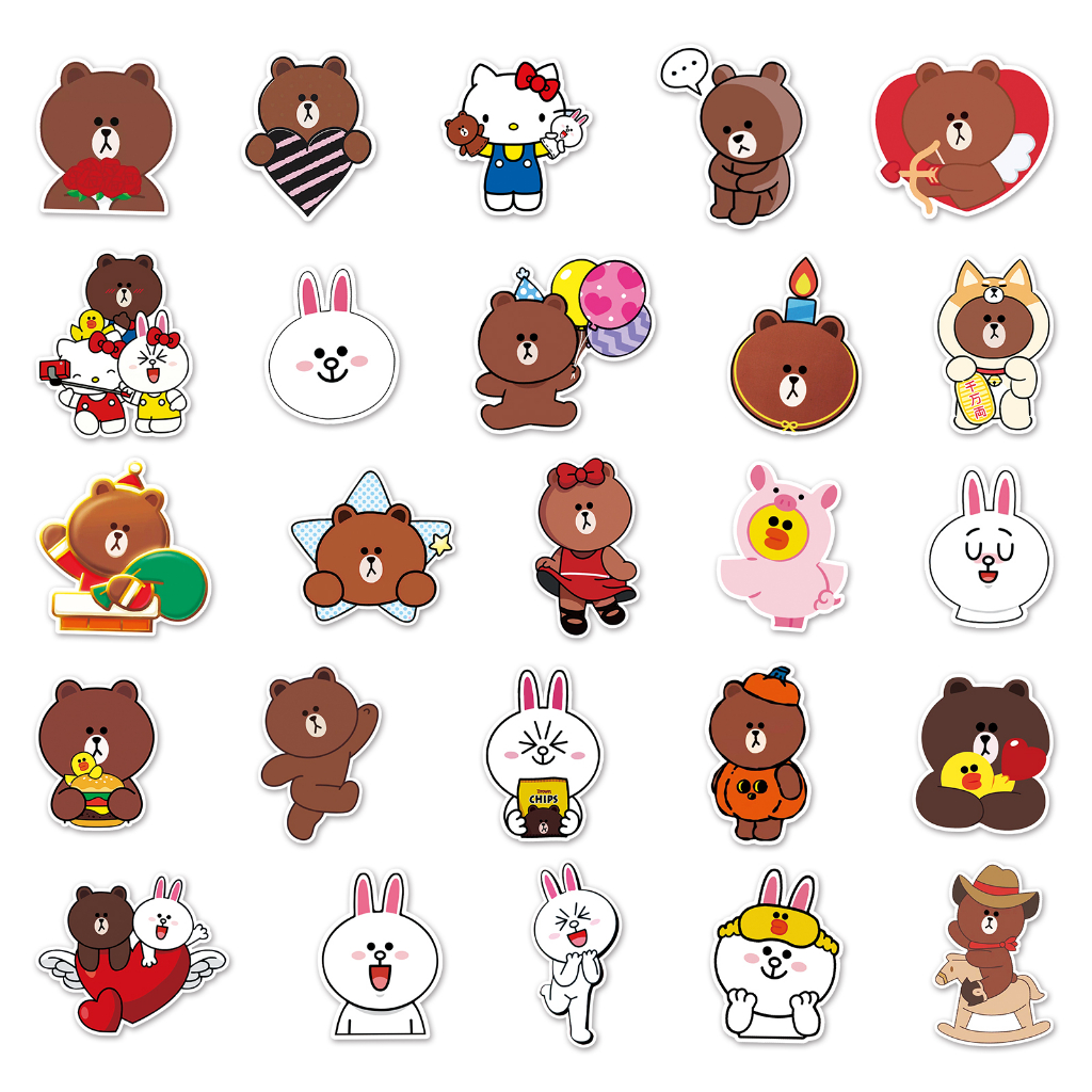 Bộ 50 Miếng Dán Hình Gấu Vui Nhộn Chống Thấm Nước Trang Trí Xe Hơi / Nhà Cửa