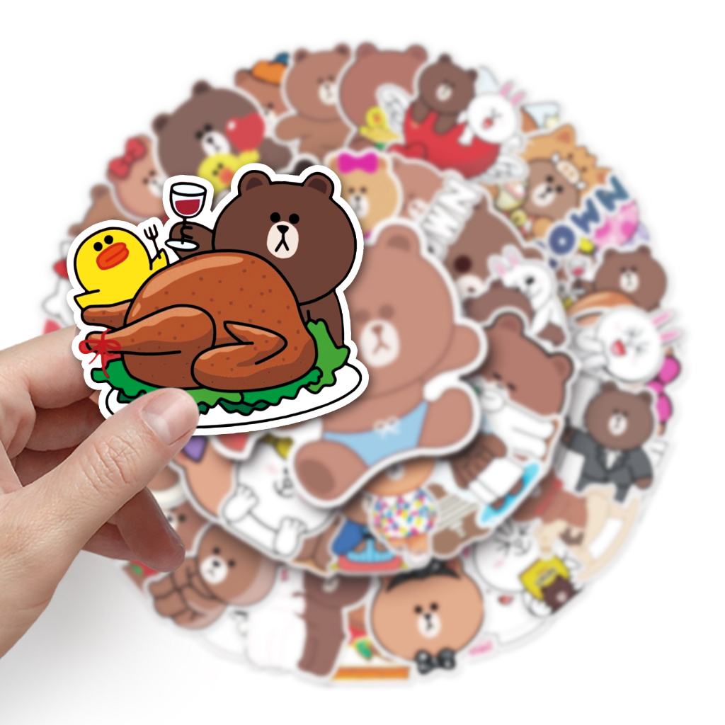 Bộ 50 Miếng Dán Hình Gấu Vui Nhộn Chống Thấm Nước Trang Trí Xe Hơi / Nhà Cửa