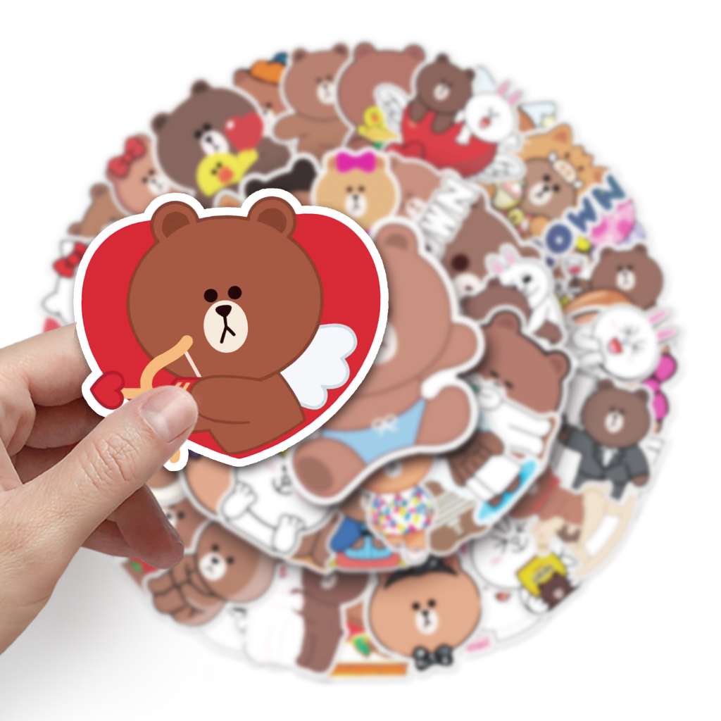 Bộ 50 Miếng Dán Hình Gấu Vui Nhộn Chống Thấm Nước Trang Trí Xe Hơi / Nhà Cửa
