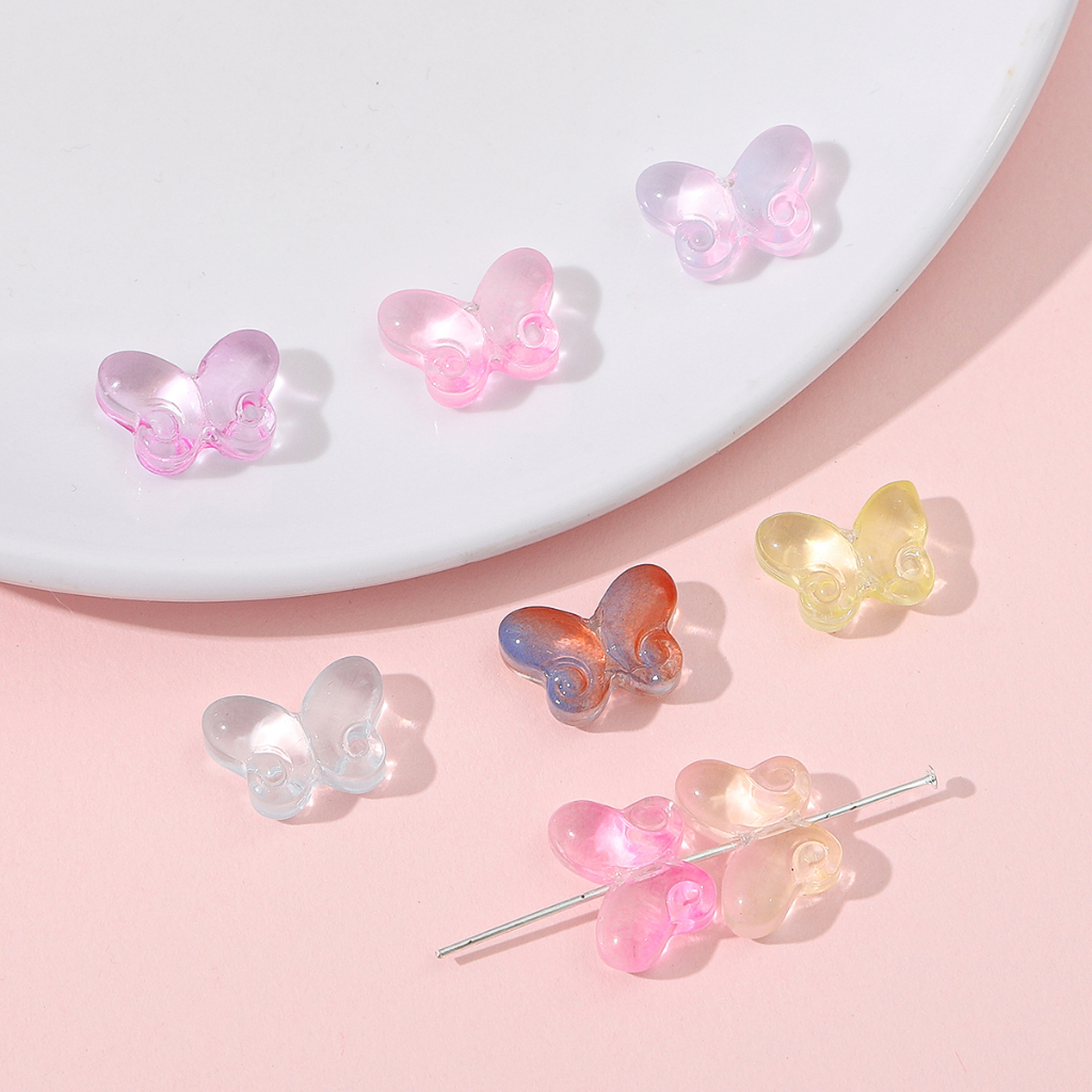 Beadia Set 20 Hạt Thủy Tinh 10X14Mm Hình Bướm Nhiều Màu Sắc Làm Trang Sức Thủ Công Diy